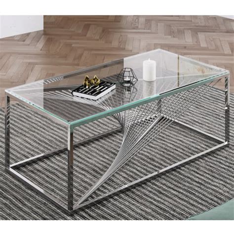 Bolzano Clear Glass Coffee Table With Silver Legs Furniture In Fashion