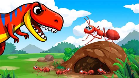 Funny Dinosaur Vs Giant Ant Chase Ants Steal Food From Stegosaurus