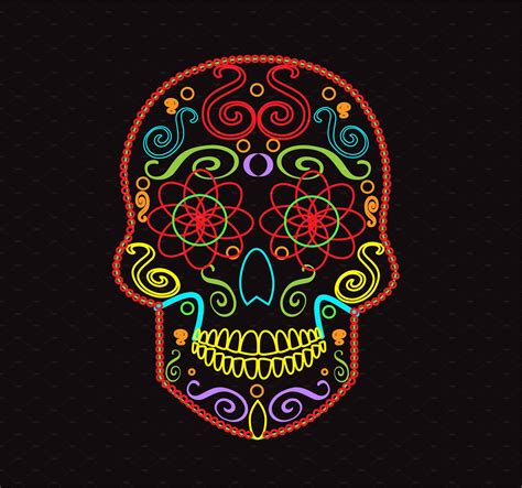 Skull Vector Neon Skulls Drawing Skull Wallpaper Sugar Skull Art