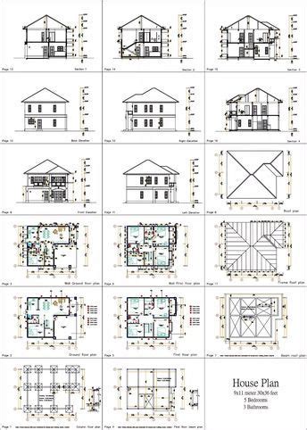 Custom House Plan 9x11 Meter 26x36 Feet 5 Beds 3 Baths Hip Roof A4