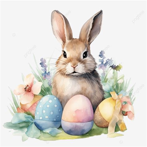 Watercolor Easter Bunny Portrait Illustration Bunny Easter