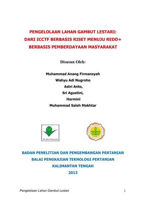 PDF PENGELOLAAN LAHAN GAMBUT LESTARI DARI ICCTF 2016 11 24