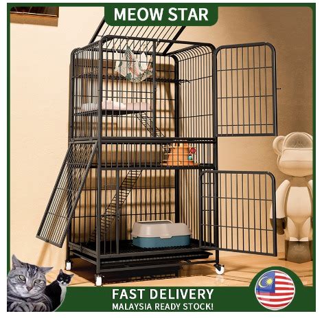 Mobile Cat Cage Large Sangkar Kucing Besar 2 3 Tingkat 4 Level Pets