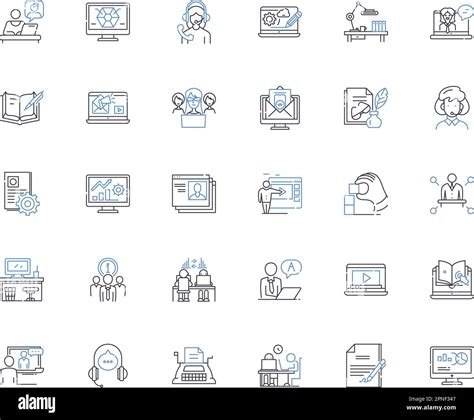 Coordination Line Icons Collection Collaboration Organization