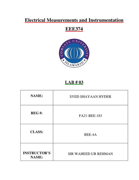 Emi Lab Electrical Measurements And Instrumentation Eee Lab