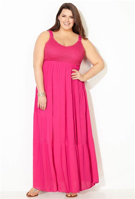 Pink Crochet Maxi Sundress Plus Size Dress Avenue Crochet Maxi Dress