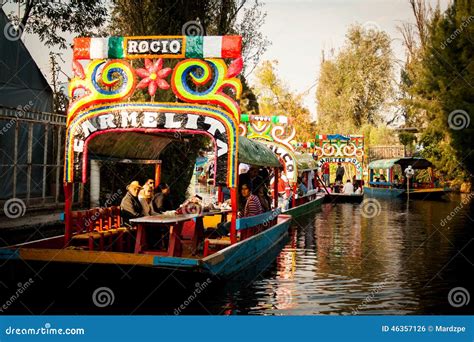 Colourful Mexican Boats At Xochimilcos Floating Gardens - Mexico City, Mexico Editorial Image ...