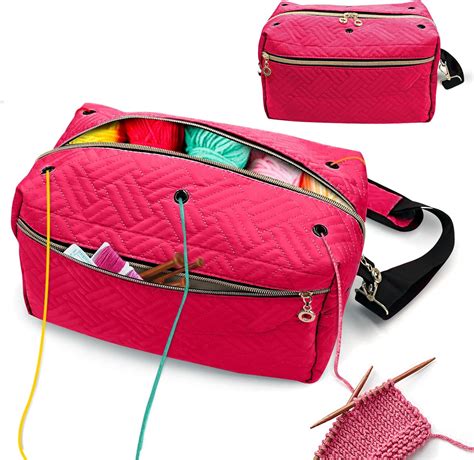 Evneed Crochet Bag Organizer Large Knitting Bag Yarn