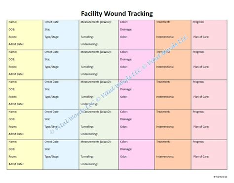 Wound Tracking Spreadsheet Etsy