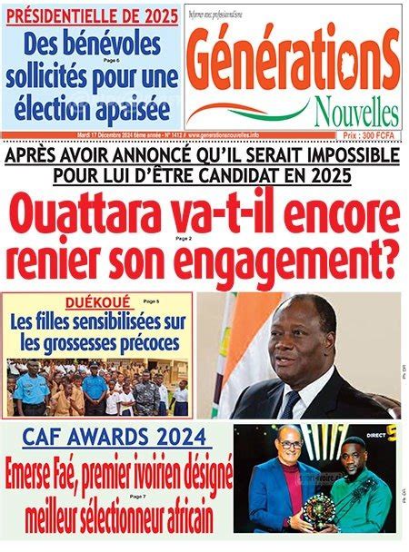 Titrologie de Générations Nouvelles N1412 du mardi 17 décembre 2024