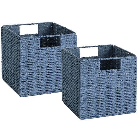 Vagusicc Wicker Storage Basket Set Of 2 Hand Woven Storage Baskets For