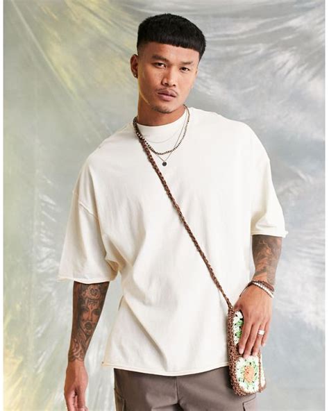 Asos Cotton Oversized T Shirt With Side Splits And Raw Seams In White