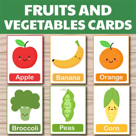 40 Fruits And Vegetables Flashcards 20 Fruits Flashcards 20