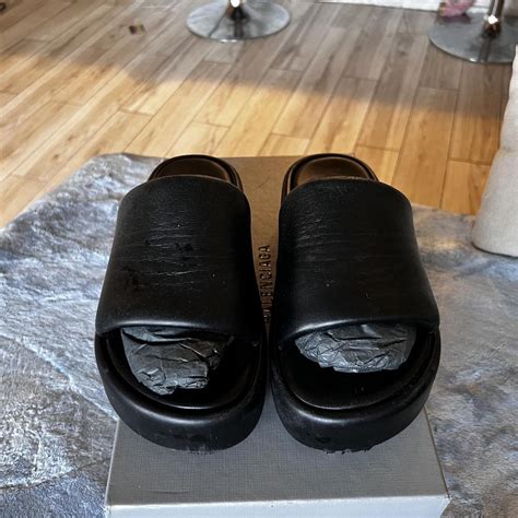 Balenciaga Women's Black Slides | Depop