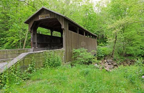 Herns Mill Covered Bridge and Milligans Creek Editorial Photography - Image of landmark, trail ...