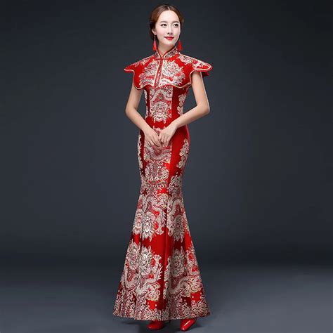 Phoenix Coronet Red Bride Embroidery Modern Chinese Traditional Dress