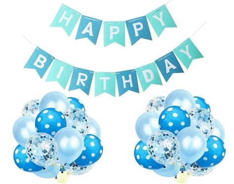 Birthday balloons banner blue happy birthday party home diy decorations ...