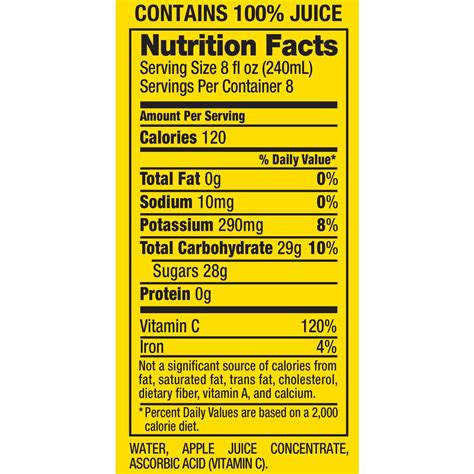 100 Apple Juice Nutrition Label Besto Blog