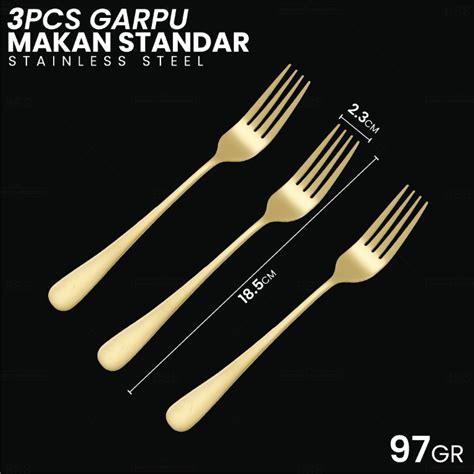 Jual SET Sendok Garpu 3pcs Premium Makan Hotel Cafe Gold Modern Tebal