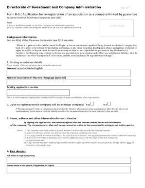 Fillable Online Form B 1Application For Re Registration Of A Private