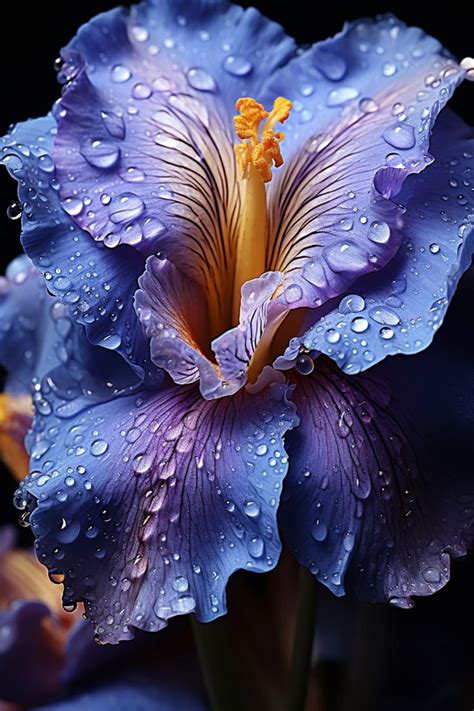 Iris Flowers With Water Droplets