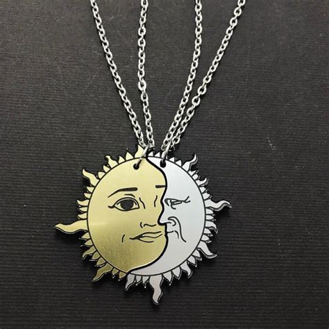 Sun And Moon Necklace Set Etsy