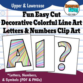 Decorative Colorful Line Art Bulletin Board Letters And Numbers Clip Art