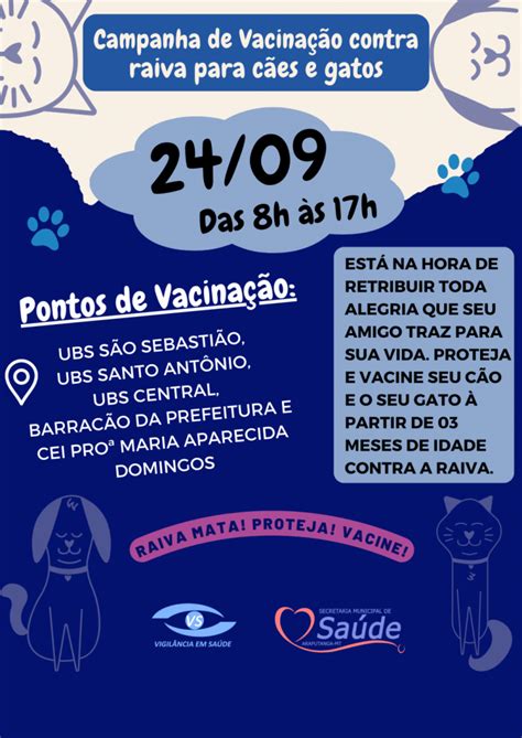 Campanha De Vacinação Contra Raiva Para Cães E Gatos Prefeitura