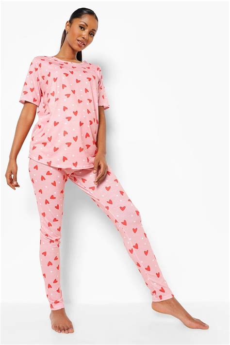 Maternity Love Heart Print Pyjama Set