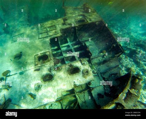 Wreck On Coral Reef At Doang Doangan Island Sulawesi Indonesia Stock