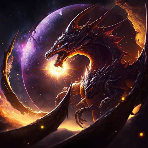 Dark Dragon In Space With Sun In The Background By Mash062 On Deviantart