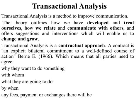 Transactional Analysis