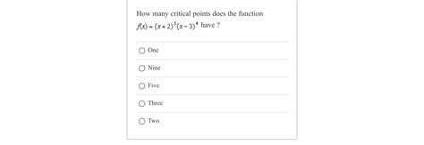 Solved How Many Critical Points Does The Function Chegg