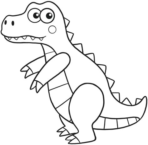 Lindo Dinosaurio De Dibujos Animados Para Colorear 9853873 PNG