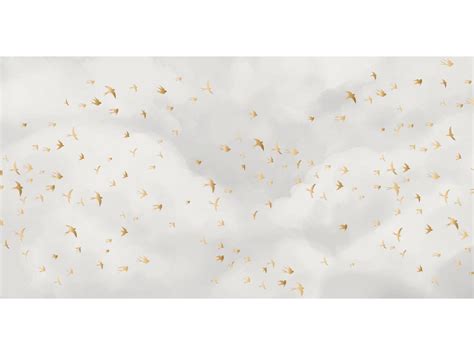 Papier Peint Panoramique Ciel Nuageux Et Oiseaux Dor S