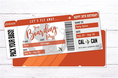 Airline Ticket Gift Template - Printable 2024 Word Searches