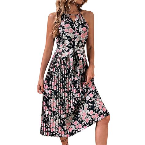 Dr Eam Women Halter Summer Sleeveless Skirt Tie Needle Poch Pring Dress