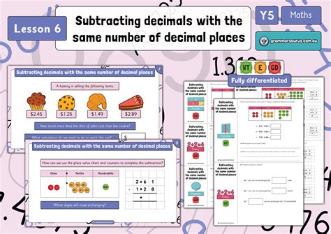 Year 5 Decimals Part 2 Subtracting Decimals With The Same Number Of Decimal Places Lesson