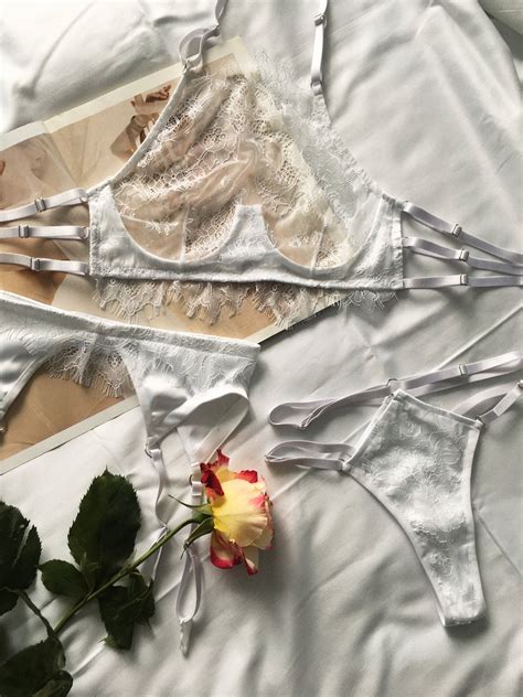 Lace Lingerie Set White Lace Lingerie Floral Lingerie Set Etsy