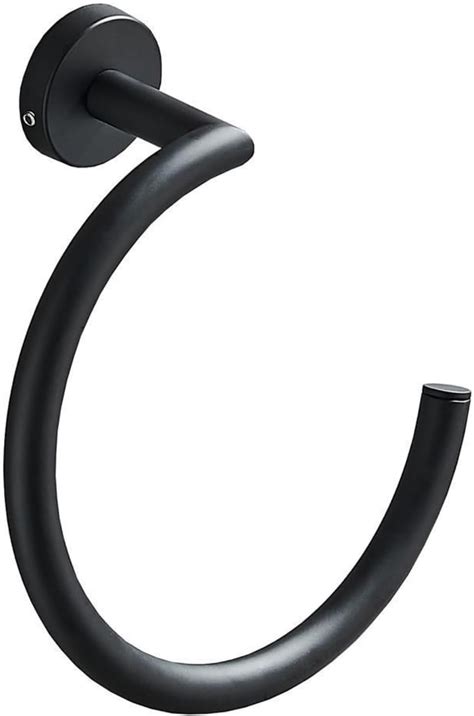 Bgl Black Towel Ring Wall Mounted Stainless Steel Rubber Round