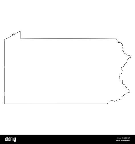 Pennsylvania Pa State Maps Black Outline Map Isolated On A White Background Eps Vector Stock