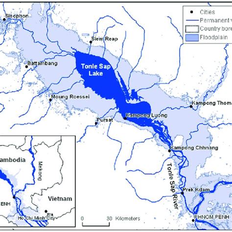 Map of the Tonle Sap Lake spill in Democratic Kampuchea | Download Scientific Diagram