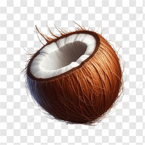 Half Of A Coconut On White Background Open Coconut Half Open PNG