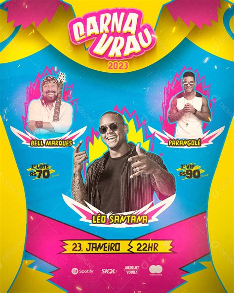 Post Festa Flyer Carnavrau Carnaval Leo Santana Social Media PSD