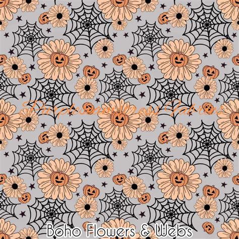 Boho Flowers Webs Cotton Lycra Purpleseamstress Fabric