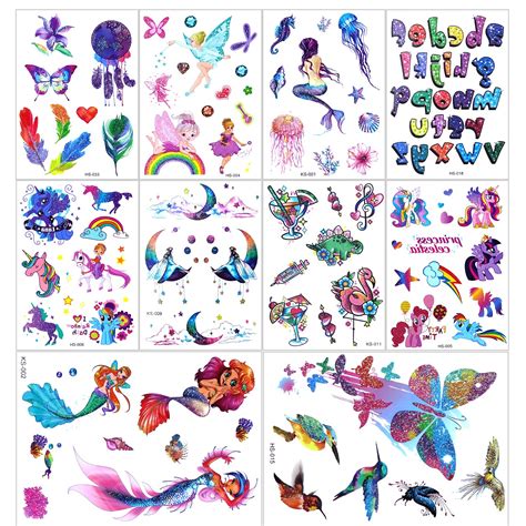 Tattoos Kinder Zum Aufkleben Bunte Gro E Muster Glitzer Tattoo Set