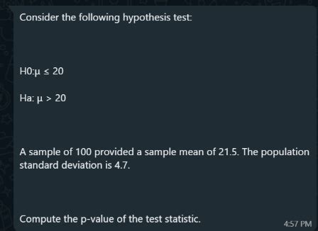 Consider The Following Hypothesis Test Ho Q Studyx