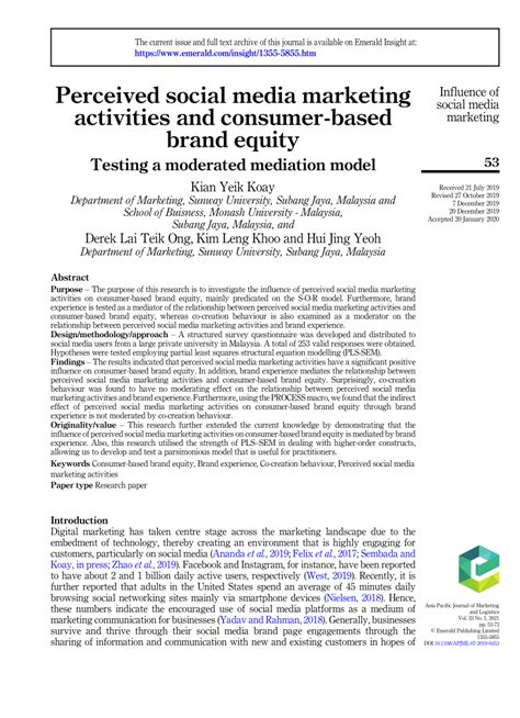 Pdf Perceived Social Media Marketing Activities And Consumer Based Brand Equity Testing A