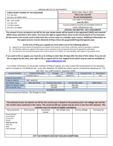 Free 10 Notice Of Assessment Samples In Pdf Doc