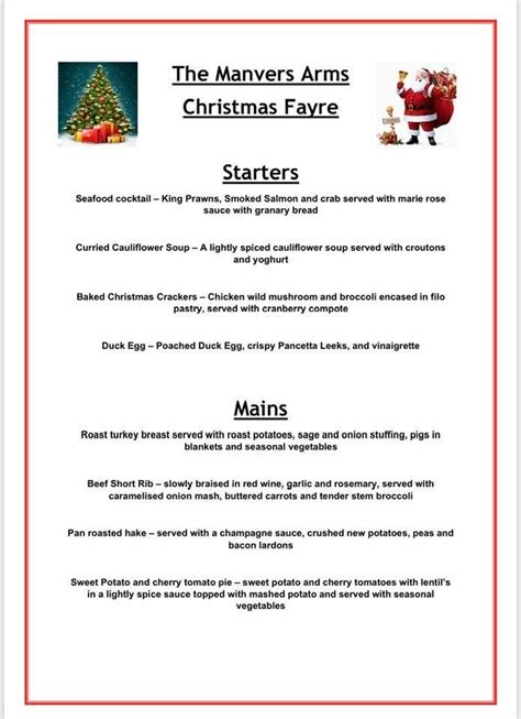 Menu At The Manvers Arms Pub And Bar Mexborough Harlington Rd